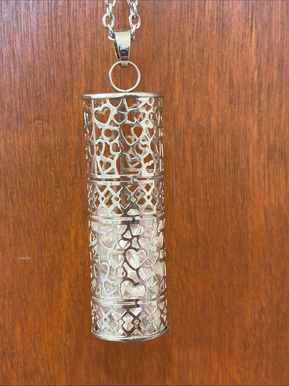 Heart Filigree Cylinder Pendant Necklace